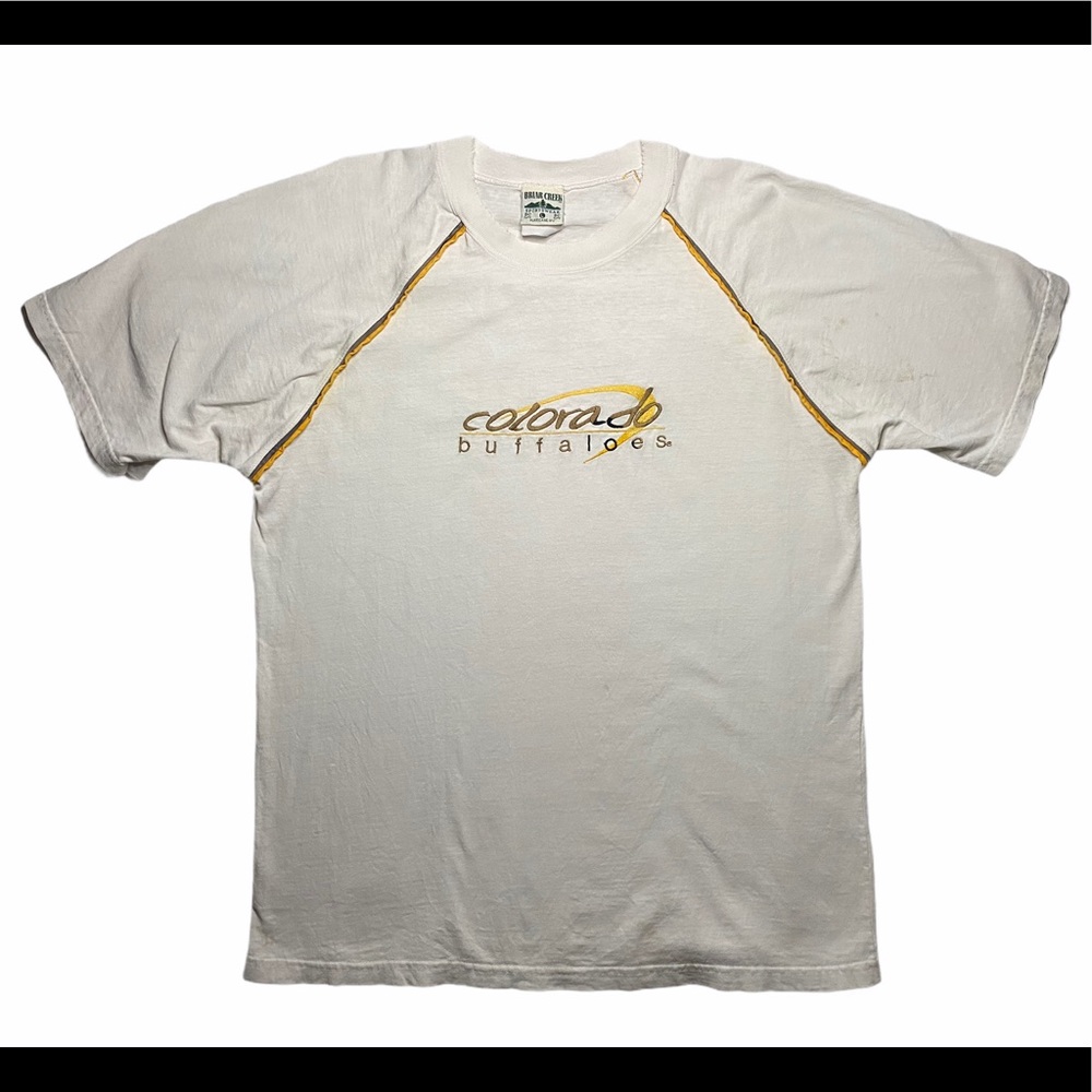 VINTAGE Colorado Buffaloes Shirt Adult Large White Brown Spell Out Football Mens